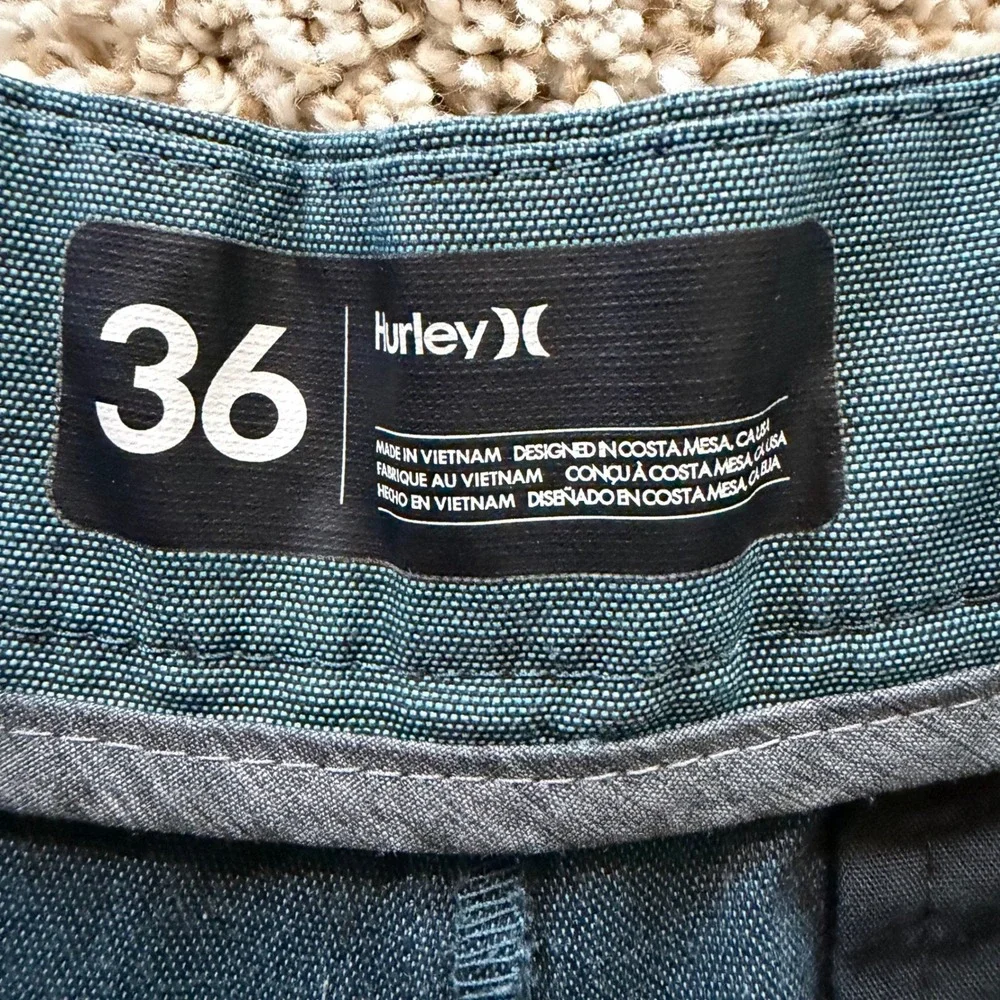 Hurley Mens Nike Dri-FIT‎ Hybrid Chino Shorts Teal Blue Heathered Size 36